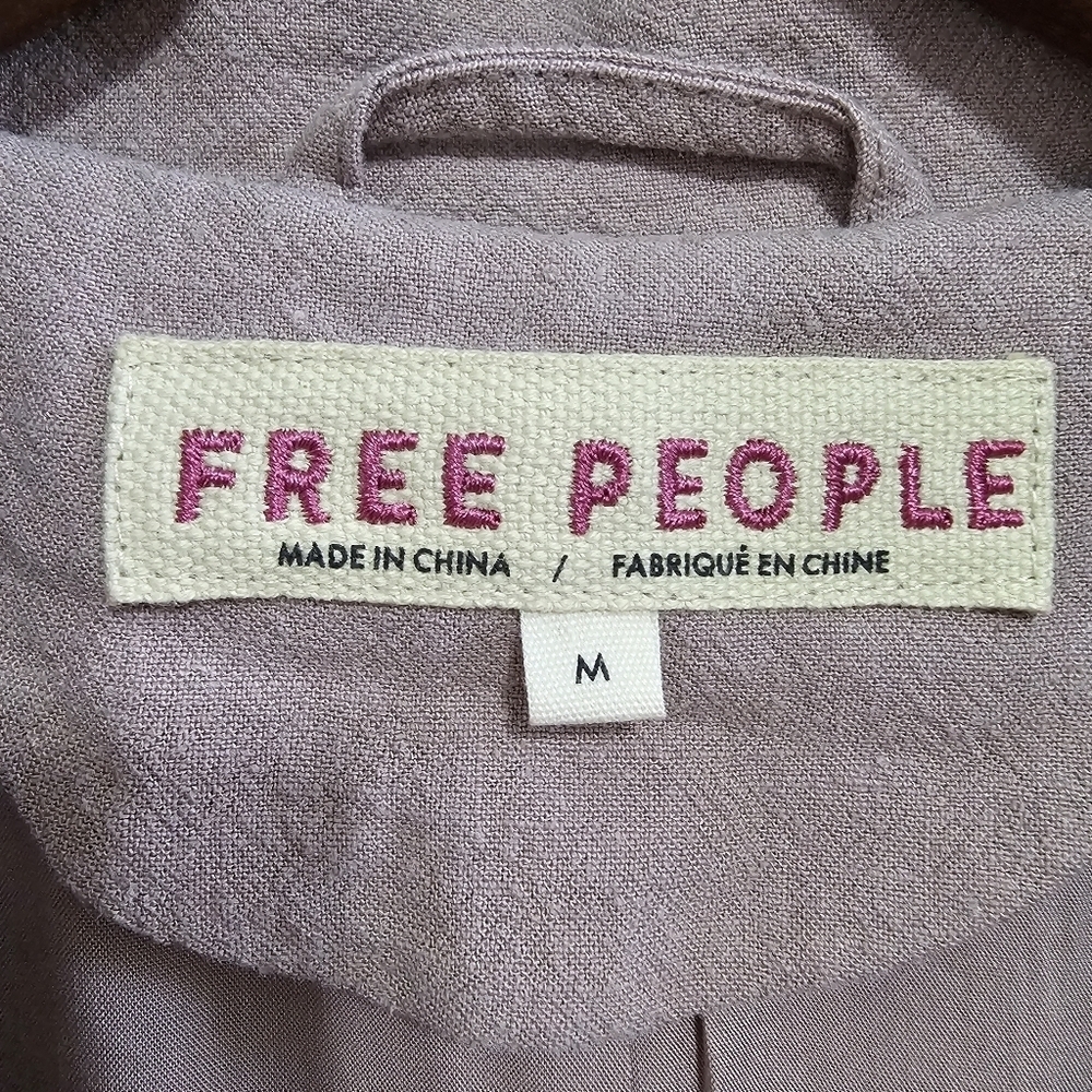 Free People vest linen mauve long button belted size medium - Picture 9 of 9